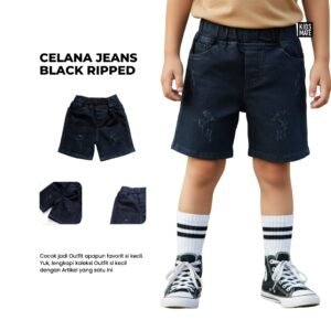 Celana Jeans Pendek Black Ripped