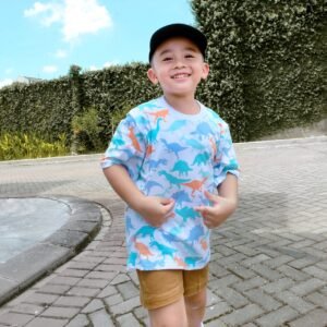 Kaos Anak Oversize Dino Rainbow