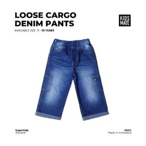 Kidsmate Loose Cargo Denim Pants